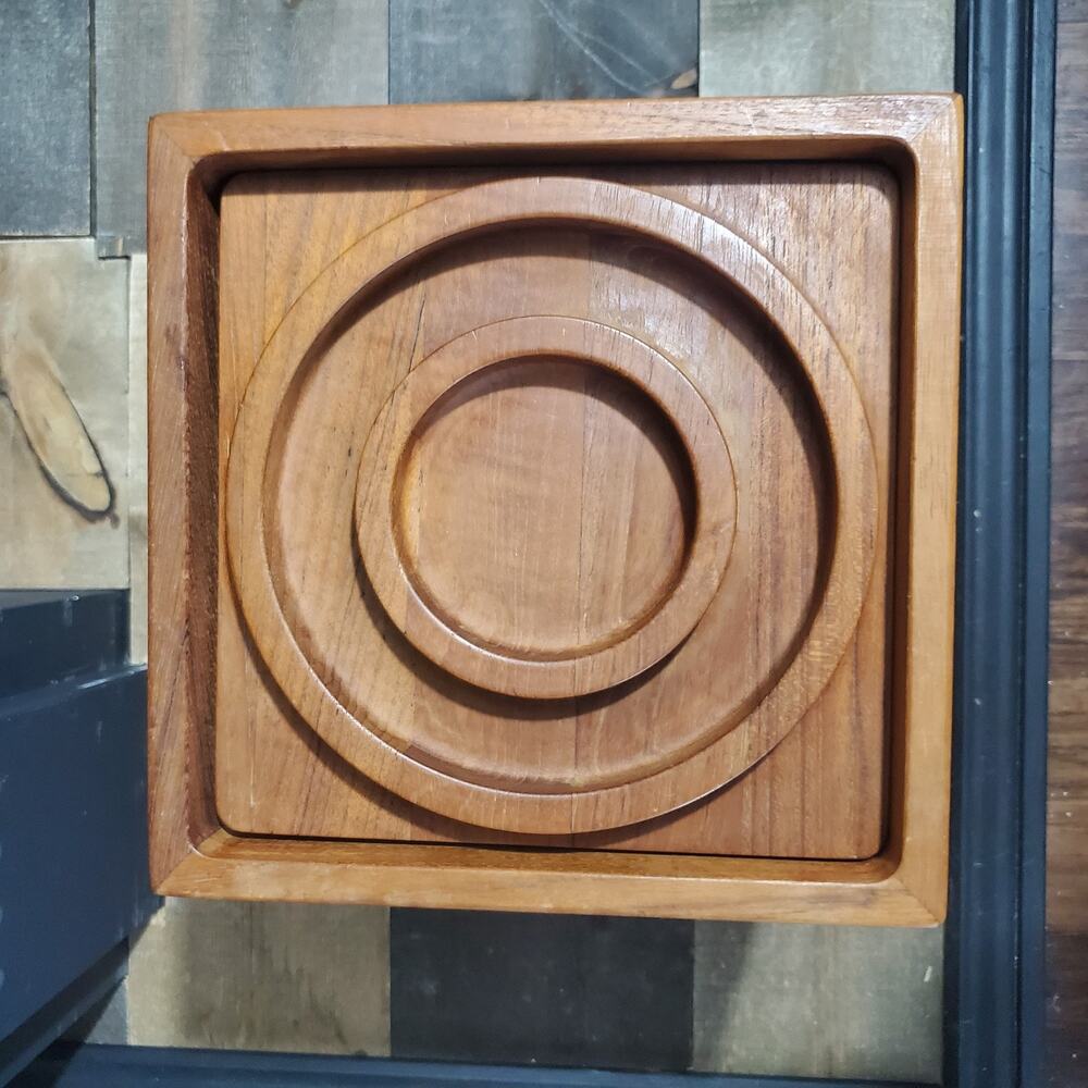Vintage MCM Dansk IHQ Jens Quistgaard Teak Wood Cube Square Bullseye Ice Bucket - Picture 6 of 13